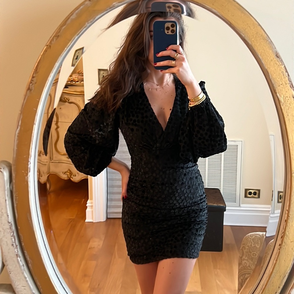 MAJE VELVET POLKA DOT DRESS